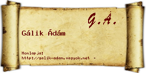 Gálik Ádám névjegykártya